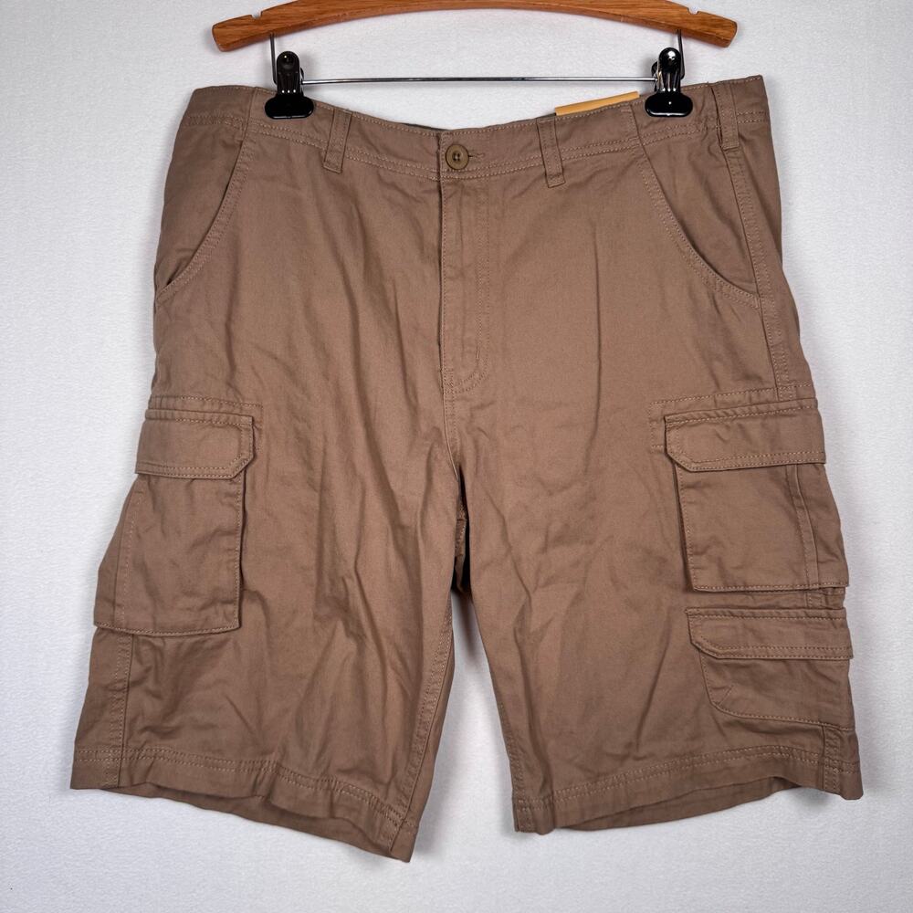 OLD MILL Men's Cotton Twill Cargo Short Waist 36 Khaki Casual Beach Outdoor NWT
